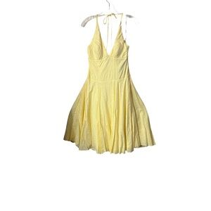 My Michelle Pale Yellow Eyelet Halter Dress